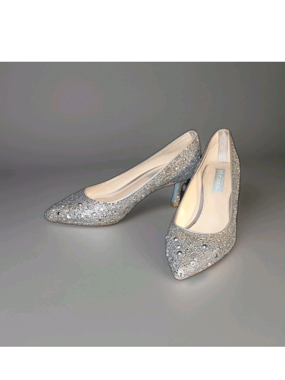 Betsey Johnson Silver Crystal Pointed-Toe Pumps